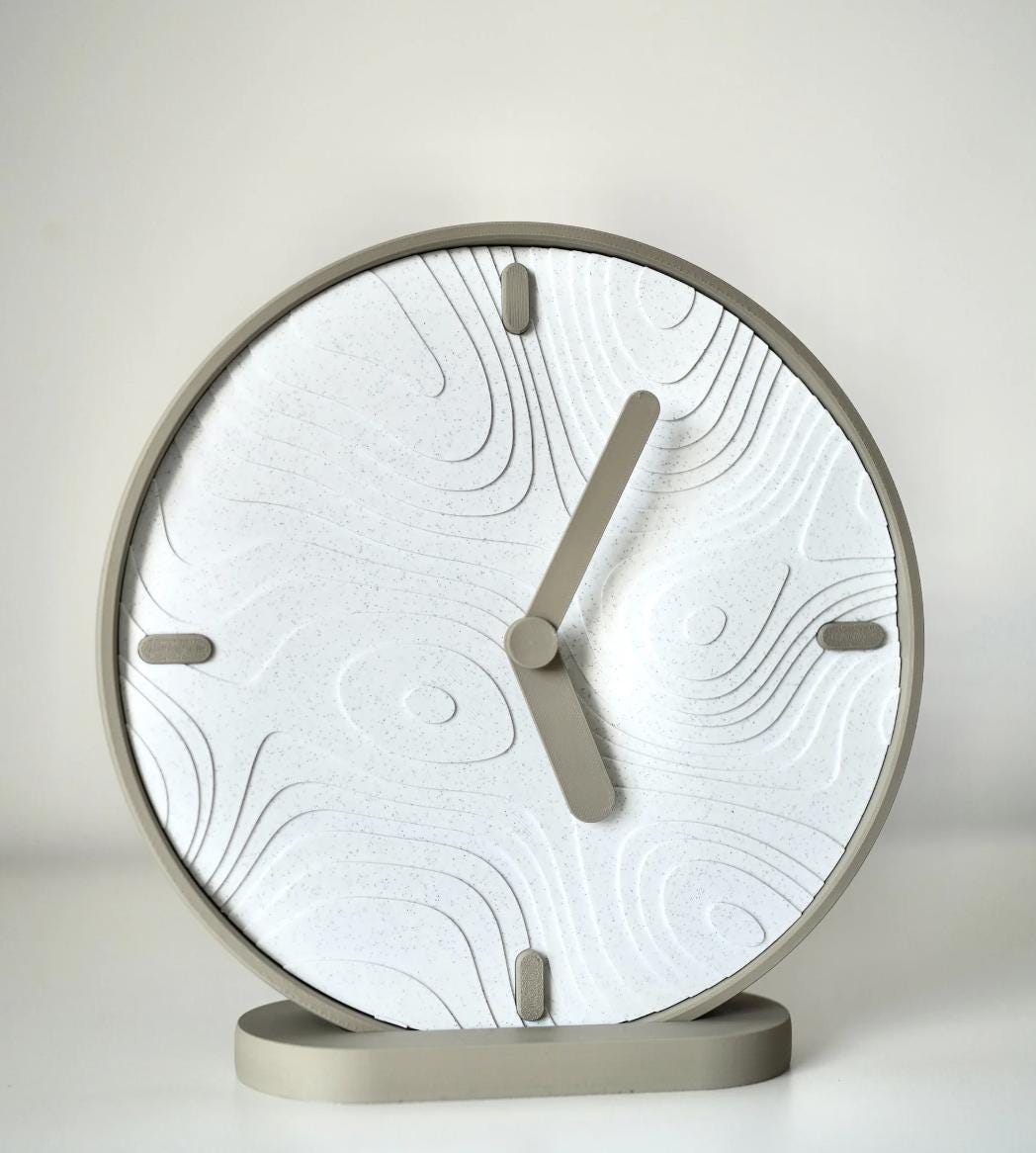Modern Topographic Wall Clock: 3D Minimalist Art
