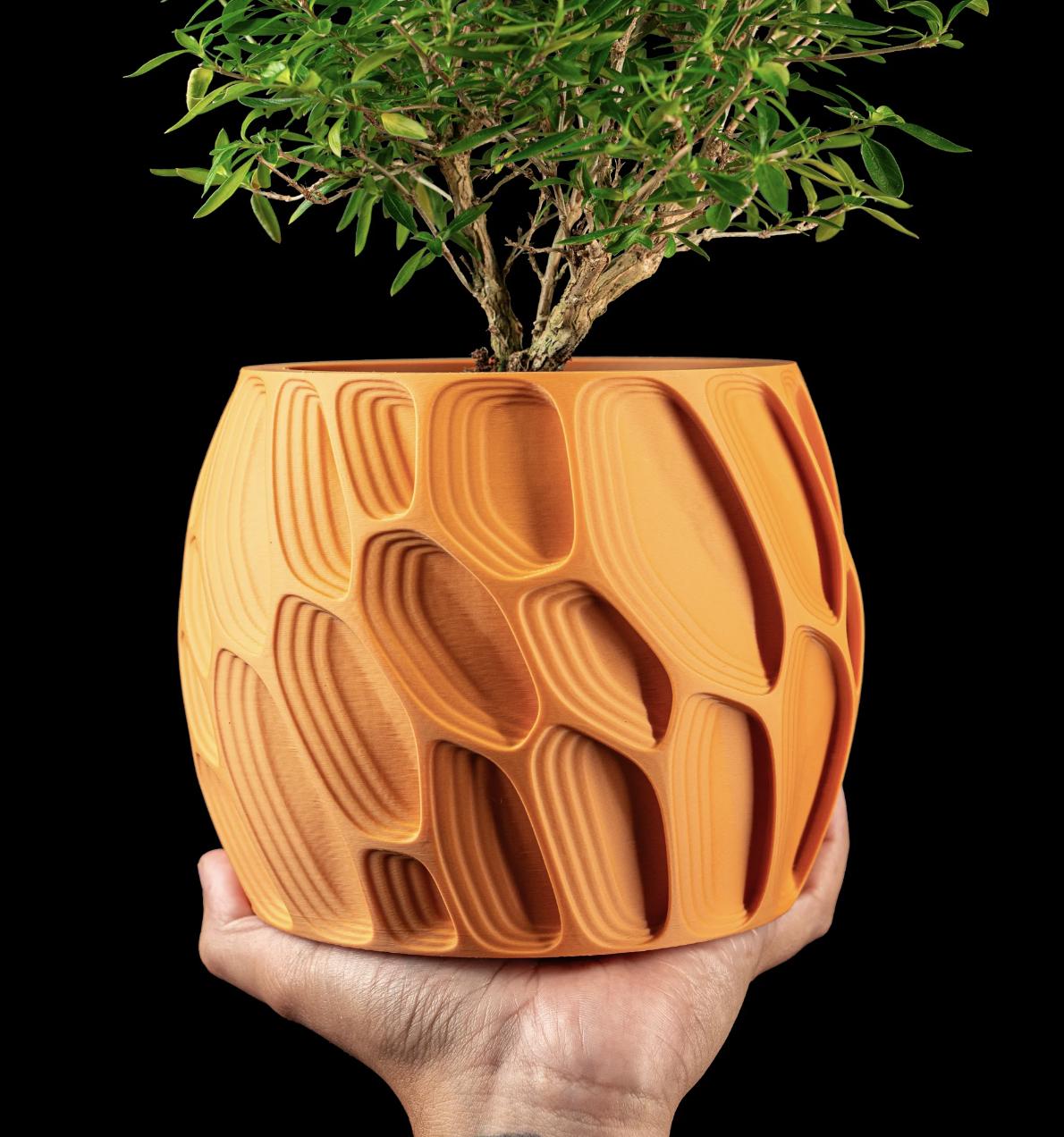 3D Printed Planter: Sculptural Organic Texture Pot, Modern Home Decor