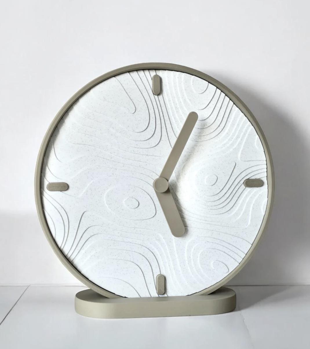 Modern Topographic Wall Clock: 3D Minimalist Art